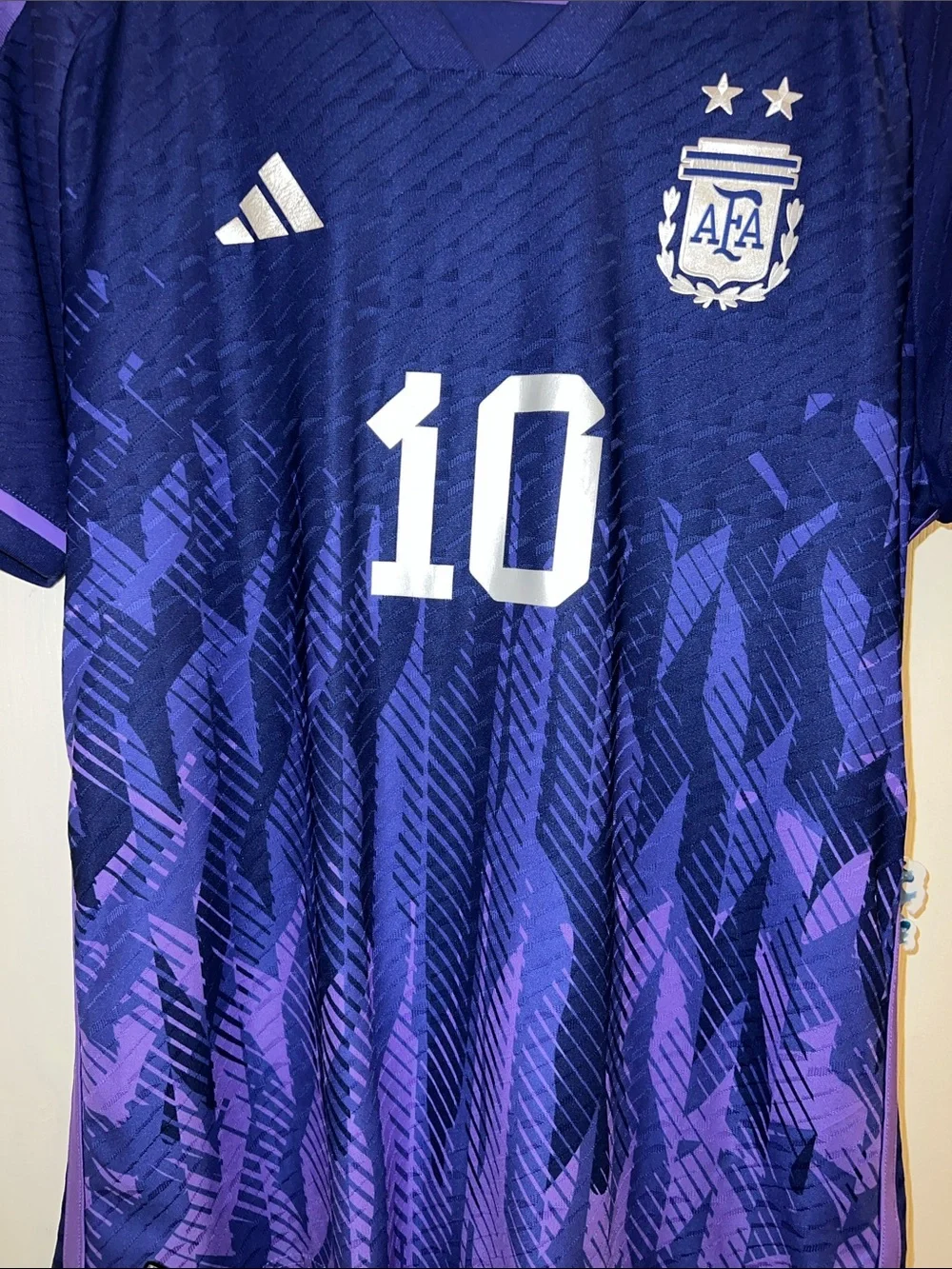 Authentic Player Adidas Messi Purple and White Argentina #10 Soccer Jersey
